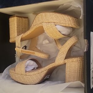 Torrid Beige woven platform heels